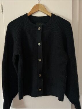 Banana Republic Black Ribbed Button-Front Cardigan